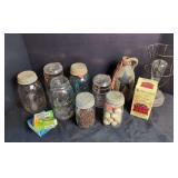 Canning Jar and Decor Set with Decorative Jug and Battery-Operated Lamp