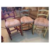 Set of 3 Painted Wooden Chairs