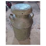 Painted Metal Milk Can with Lid and Dual Handles