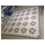 Grandmas Flower Garden Quilt White Queen Size