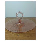 Pink Glass Handled Serving Tray