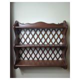 Brown Wood Wall Shelf with Lattice Back