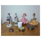 Porcelain Figurines and Decorative Trinket Boxes