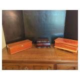 Set of Three Wooden Boxes Including Bombay Company Jewelry Box and Two Cedar Storage Boxes