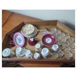 Group of Porcelain Teacups Saucers Salt Cellars and Decorative Items