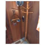 Wooden Coat Tree and Wooden Wall Key Rack