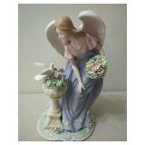 Porcelain Angel Figurine with Dove and Floral Accents