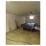 Billiard Table with Wood-Grain Laminate Finish and Slate Bed