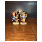 Goebel Hummel Porcelain Figurines Boy and Girl in Apple Trees Pair