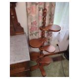 Turned Wood Tiered Plant Stand