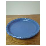 Bybee Blue Glazed Terracotta Pie Dish with Fluted Rim