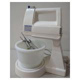 Hamilton Beach 5-Speed Power Boost Stand Mixer with White Bowl and Attachments