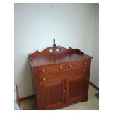 Wooden Sideboard Cabinet with Scrollwork Backsplash