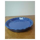 Bybee Blue Glazed Terracotta Pie Dish Signed By Artist