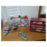 Sewing Supplies and Notions Lot with Storage Organizers