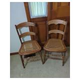 Pair of Wooden Cane Seat Chairs