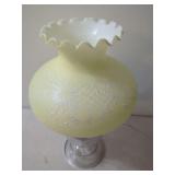 Electric Table Lamp with Yellow Frosted Glass Shade and Clear Glass Base