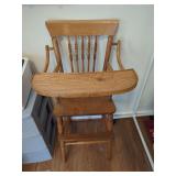 Wooden High Chair with Tray and Spindle Back
