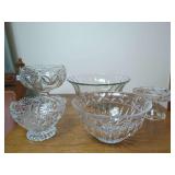 Clear Glass Bowls and Footed Serving Pieces Set