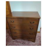 Wooden Secretary Desk with Four Lower Drawers and Fall-Front Writing Surface