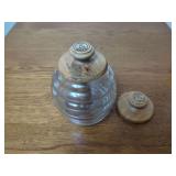 Mary And Martha Glass Honey Pot With Wooden Lid And Dipper