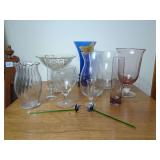 Glassware Comprising Vases, Compote, and Decorative Stems