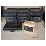 Sterilite Plastic Desktop Organizers and General Electric AM/FM Clock Radio