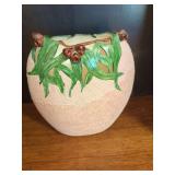 Ceramic Eucalyptus Leaf and Pod Vase with Textured Finish