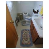 Bathroom Accessory Set with Floral Rugs Framed Art Clock and Storage Baskets
