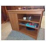 Wooden Media Console with Cabinet and Shelving