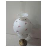 Electric Gone With the Wind Style Lamp with Milk Glass and Floral Motifs