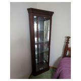Corner Curio Cabinet with Glass Shelves and Interior Lighting
