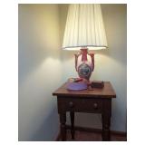 Wooden Side Table with Drawer and Ceramic Table Lamp Set