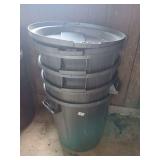 Stack of Heavy-Duty Plastic Utility Cans with Lids