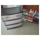 Three Drawer Plastic Storage Cart with Multi-Genre Book Stacks