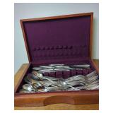 1847 Rogers Bros Silverplate Flatware Set in Wood Storage Chest