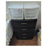 Sterilite Plastic Storage Units and Four-Drawer Woven-Design Chest