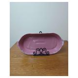 Bybee Pink Glazed Terracotta Oval Dish with Maker