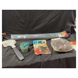 Hunting and Outdoor Gear Set including Machete, Leather Rifle Sling, and Archery Accessories