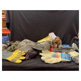 Assorted Work Gloves, Camouflage Headwear, and Safety Gear