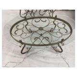 Wrought Metal Frame Coffee Table with Glass Top