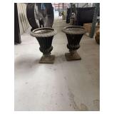 Pair of Cast Stone Neoclassical Garden Urns