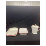 Enamelware Kitchenware Set with Coffee Pot and Pans
