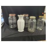 Glass Jars and Ceramic Vase