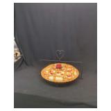 Ceramic Apple Pie Baker with Lid and Metal Stand