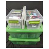 Audio Cassette Tape Compilation in Plastic Storage Bins