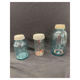 Ball Perfect Mason Blue Glass Jars with Lids and Rubber Gaskets