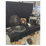 General Electric Superadio Model II AM/FM Radio and Vinyl Record Assortment