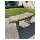 Curved Concrete Garden Bench with Egg and Dart Border