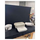 White Enamelware Cookware Set with Black Trim